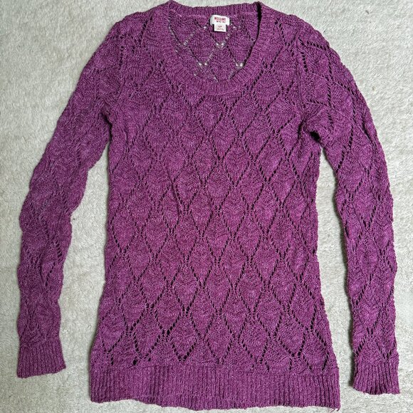 Mossimo Women's Open Knit Cotton Sweater Raspberry Size S - Picture 1 of 6